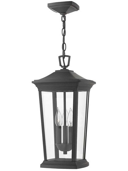 Bromley Outdoor Hanging Light in Museum Black.